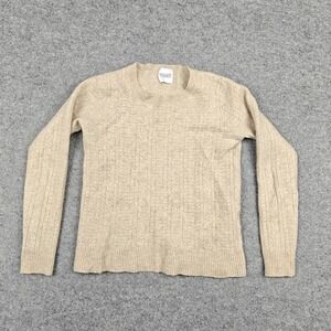 Madeleine Thompson Sweater Womens Small Beige 100% Cashmere Cable Knit Crewneck